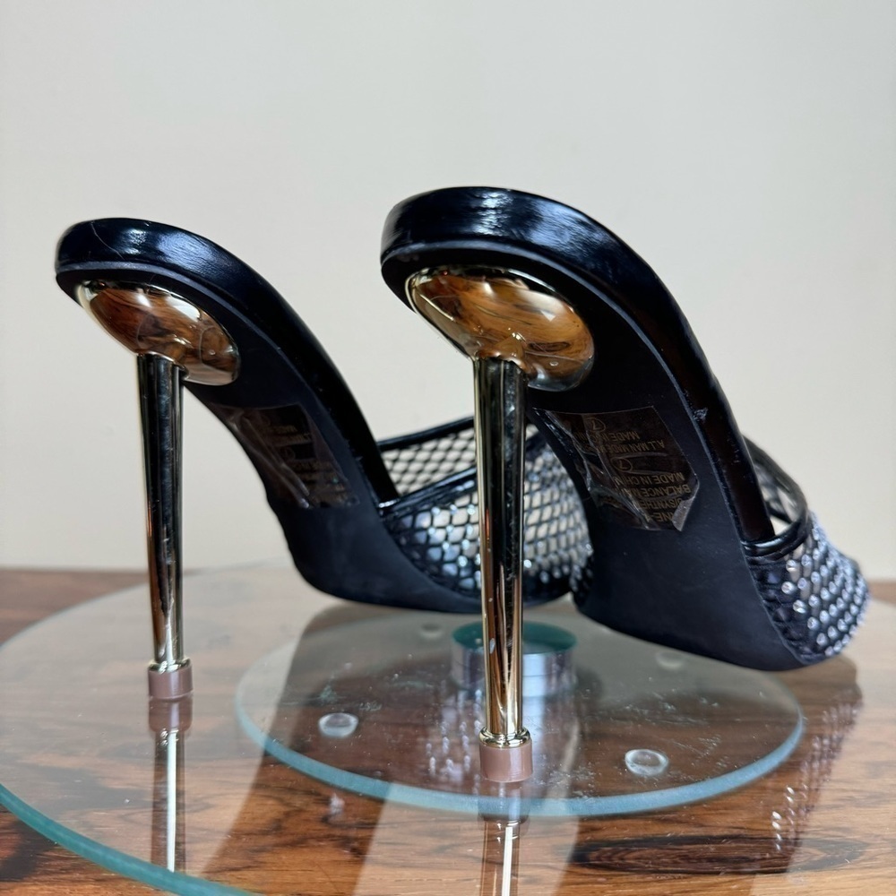 Chase and Chloe Ariane Rhinestone Mesh Sandal - black - 7 - Picture 9 of 15